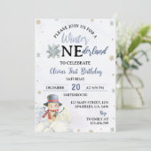 Kerstmis ONEderland Eerste Verjaardag Uitnodiging (Staand voorkant)