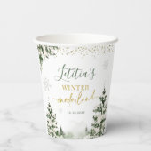 Kerstmis Onederland Winterbos Eerste Verjaardag Papieren Bekers (Achterkant)