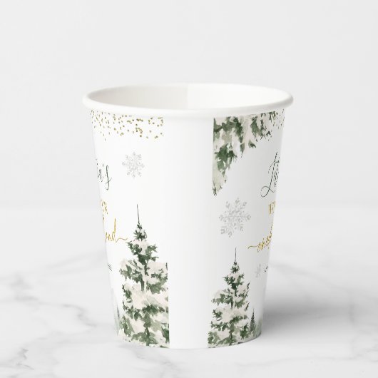 Kerstmis Onederland Winterbos Eerste Verjaardag Papieren Bekers (Links)