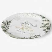 Kerstmis Onederland Winterbos Eerste Verjaardag Papieren Bordje (Gekanteld)