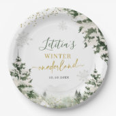 Kerstmis Onederland Winterbos Eerste Verjaardag Papieren Bordje (Voorkant)