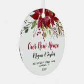 Kerstmis Ons Nieuwe Thuis Bloemensieraad Metalen Ornament (Voorkant Rechts)