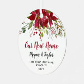 Kerstmis Ons Nieuwe Thuis Bloemensieraad Metalen Ornament (Voorkant links)