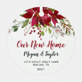 Kerstmis Ons Nieuwe Thuis Bloemensieraad Metalen Ornament (Achterkant)