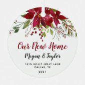 Kerstmis Ons Nieuwe Thuis Bloemensieraad Metalen Ornament (Voorkant)