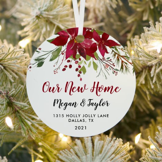 Kerstmis Ons Nieuwe Thuis Bloemensieraad Metalen Ornament (Insitu)