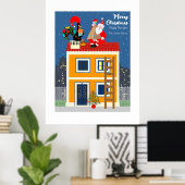 Kerstmis ontmoet de Portugese Haan Poster (Thuiskantoor)