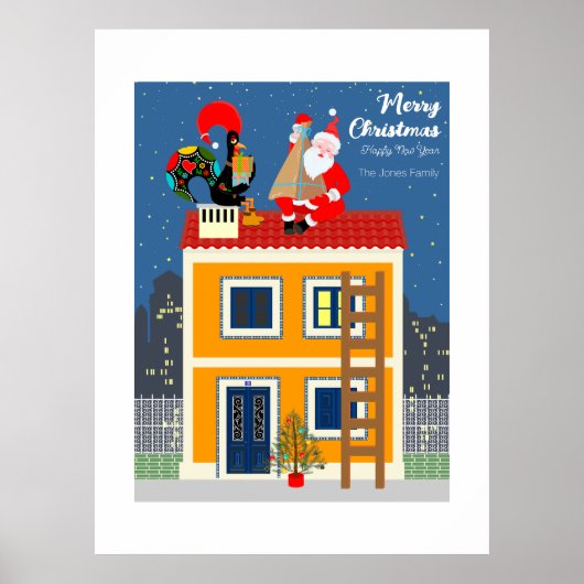 Kerstmis ontmoet de Portugese Haan Poster (Voorkant)