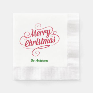 Kerstmis ontwerp cocktailpapier in vintage rood servet