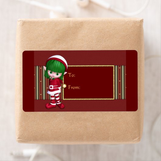 Kerstmis ontwerp met schattige elf etiket (Insitu)