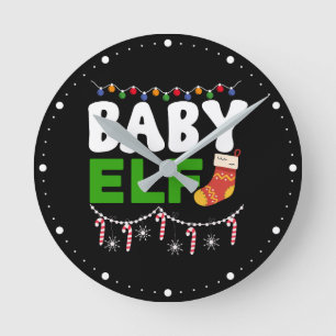 Kerstmis-ontwerp voor baby-elf -84608 ronde klok