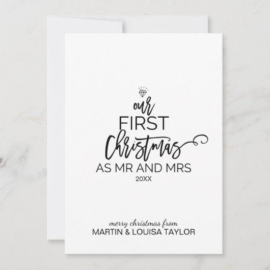 Kerstmis Onze eerste Kerstmis als Mr en Mrs. Feestdagenkaart (Voorkant)