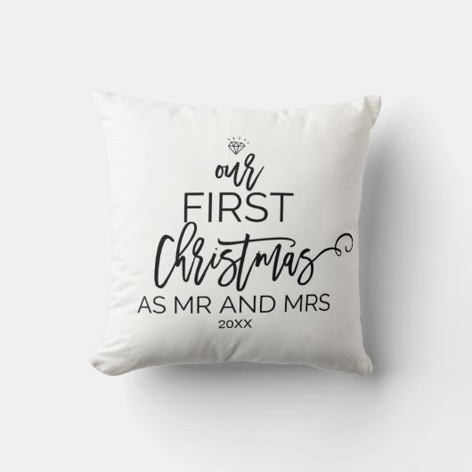 Kerstmis Onze eerste Kerstmis als Mr en Mrs. Kussen (Voorkant)