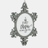 Kerstmis Onze eerste Kerstmis als Mr en Mrs. Tin Sneeuwvlok Ornament (Links)