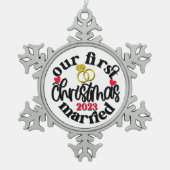 Kerstmis Onze eerste Kerstmis Getrouwd Ornament (Voorkant)