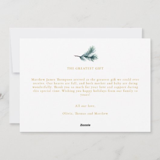 Kerstmis Onze harten rood goud Familie Baby 2 foto Feestdagenkaart (Achterkant)