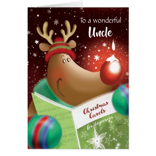 Kerstmis, oom. Snowdrop op Red Nose Deer (Voorkant)