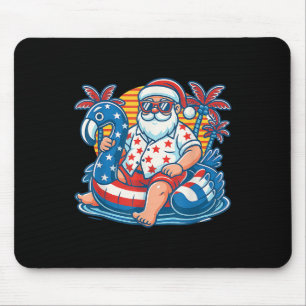 Kerstmis Op 4 Juli Kerstman Flamingo Zwembad Drijv Muismat