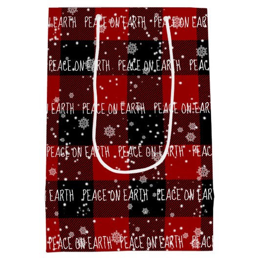 Kerstmis op AARDE-tekst in sneeuwvlokken Medium Cadeauzakje (Achterkant)