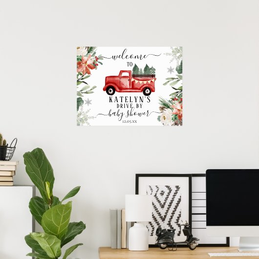 Kerstmis op Baby shower Welkomstbord Poster (Thuiskantoor)