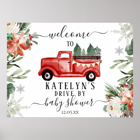 Kerstmis op Baby shower Welkomstbord Poster (Voorkant)
