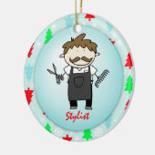 Kerstmis op bezetting mannelijke haar-stijl keramisch ornament (Links)