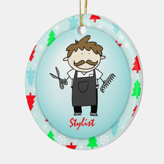 Kerstmis op bezetting mannelijke haar-stijl keramisch ornament (Links)