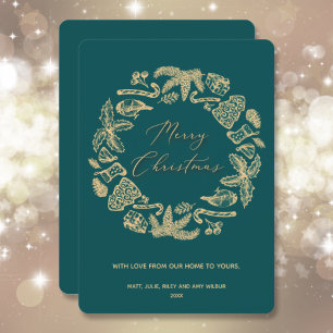 Kerstmis op Blauwgroen niet-foto's Feestdagenkaart