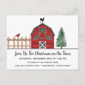 Kerstmis op Boerderij Rustic Holiday Party Invite Briefkaart (Voorkant)