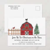 Kerstmis op Boerderij Rustic Holiday Party Invite Feestdagenkaart (Voorkant / Achterkant)
