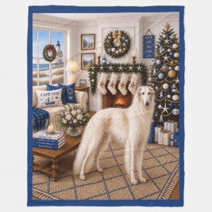 Kerstmis op Cape Cod ,Borzoi  Fleece Deken