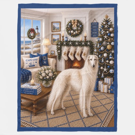 Kerstmis op Cape Cod ,Borzoi Fleece Deken (Voorkant)