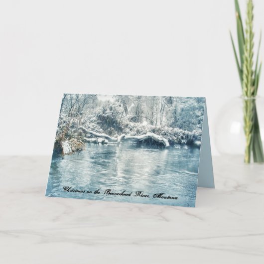 Kerstmis op de Beaverhead Rivier, Montana Feestdagen Kaart (Voorkant)