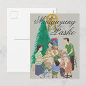 Kerstmis op de Filipijnen Maligayang Pasko Feestdagenkaart (Voorkant / Achterkant)