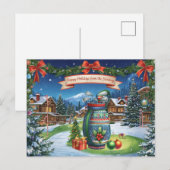 Kerstmis op de golfbaan met golftas op het gras briefkaart (Voorkant / Achterkant)
