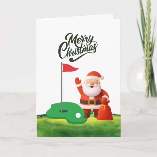 Kerstmis op de golfbaan met Kerstman Kaart (Voorkant)