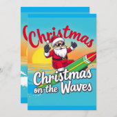 Kerstmis op de golven Kerstman ontwerp Kaart (Voorkant / Achterkant)