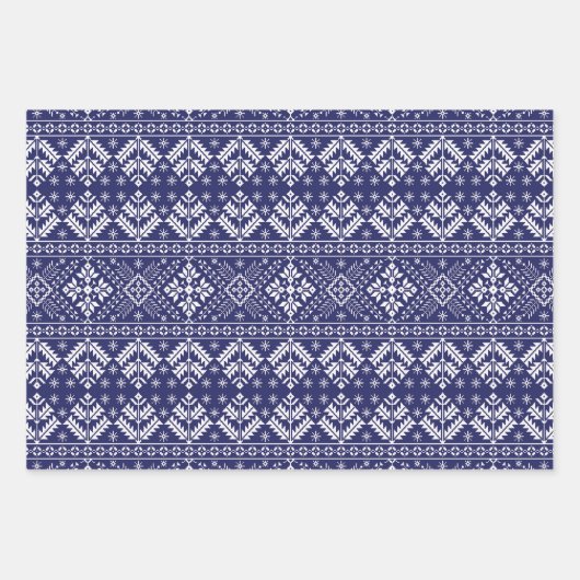 Kerstmis op de groene en blauwe winterbeurs inpakpapier vel (Voorkant 3)