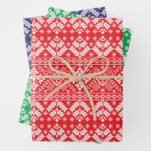 Kerstmis op de groene en blauwe winterbeurs inpakpapier vel (In situ)