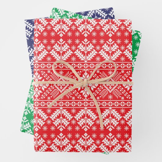 Kerstmis op de groene en blauwe winterbeurs inpakpapier vel (In situ)