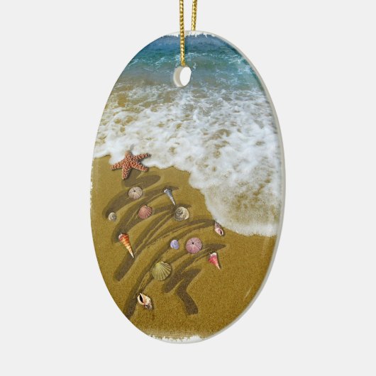 Kerstmis op de kust keramisch ornament (Links)