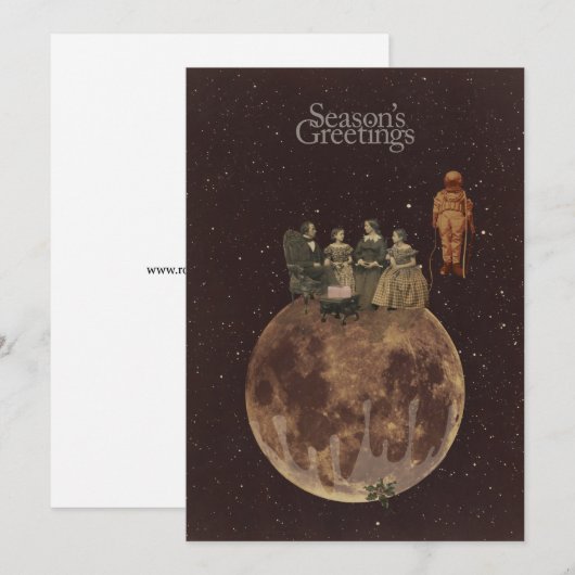 Kerstmis op de maan feestdagenkaart (Voorkant / Achterkant)