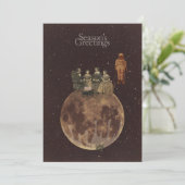 Kerstmis op de maan feestdagenkaart (Staand voorkant)