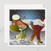 Kerstmis op de maankaart feestdagenkaart (Voorkant / Achterkant)