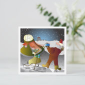 Kerstmis op de maankaart feestdagenkaart (Staand voorkant)