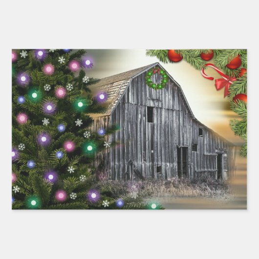 Kerstmis op de muur inpakpapier vel (Voorkant 3)