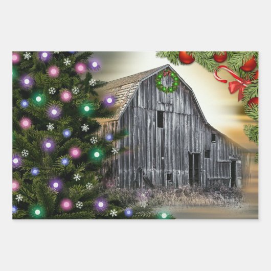 Kerstmis op de muur inpakpapier vel (Voorkant 2)