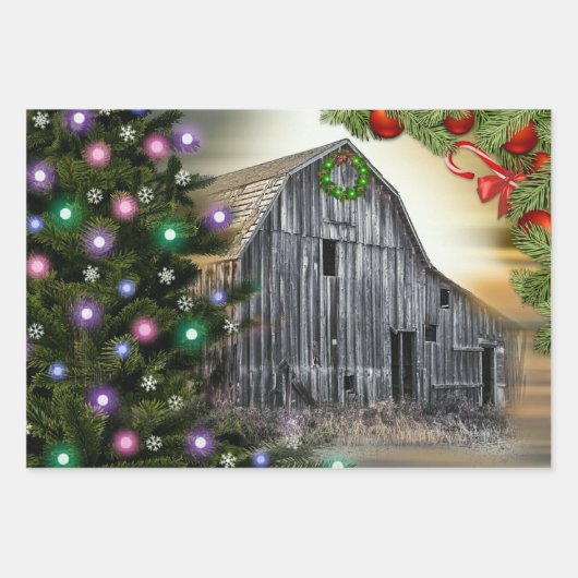 Kerstmis op de muur inpakpapier vel (Voorkant)