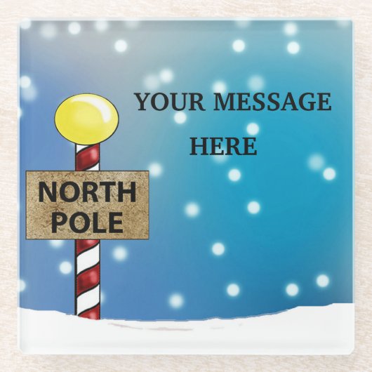 Kerstmis op de Noordpool Glazen Onderzetter (Voorkant)