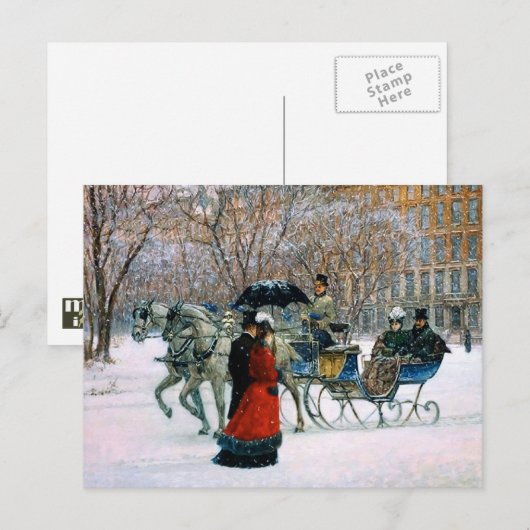Kerstmis op de Parisiaanse Winterscène Feestdagenkaart (Voorkant / Achterkant)